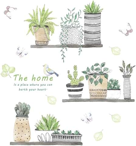 Creativas de la pared plantas verdes delicados Pegatinas de pared desmontable de la etiqueta autoadhesiva para la etiqueta engomada decoración del hogar
