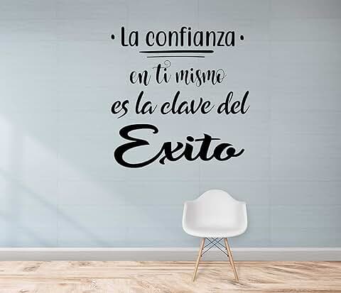 CrisPhy® Frase Vinilo "La Confianza en ti Mismo es la Clave del Exito" Vinilos Decorativos, Pegatina Frases Motivadoras para Pared. Pegatinas para Decorar Habitaciones Frases (Alto 30cm por 30cm)  