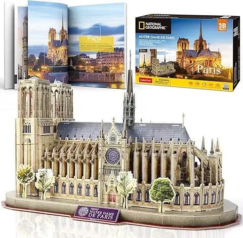 CubicFun National Geographic Puzzle 3D Notre Dame de Paris Gótica Kit Modelo de Edificio, 128 Piezas  