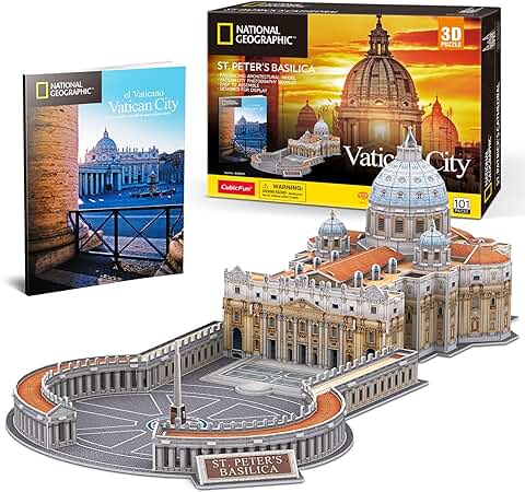 CubicFun Puzzle 3D Ciudad del Vaticano National Geographic Maquetas de Edificios Kits de Construcción con Folleto de National Geographic, 101 Piezas  
