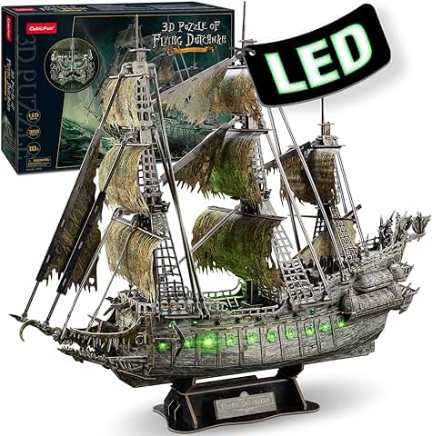 CubicFun Puzzle 3D LED Holandés Errante Maquetas Barco Pirata Maquetas para Construir Regalos Originales para Adultos Niños 14+, 360 Piezas  