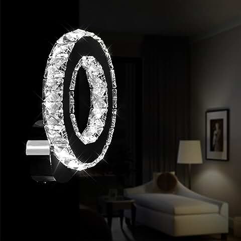 DAXGD Lámparas de Pared de Cristal, Lámpara de Pared LED 6000K Aplique de Pared LED K9 Crystal 16W para sala de Estar, Dormitorio, Luz Blanca Fría  