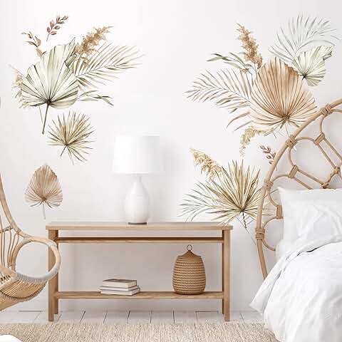 Decalmile Pegatinas de Pared Boho Palmera Hojas Vinilos Decorativos Planta Tropicales Adhesivos Pared Salón Habitación Dormitorio Oficina  