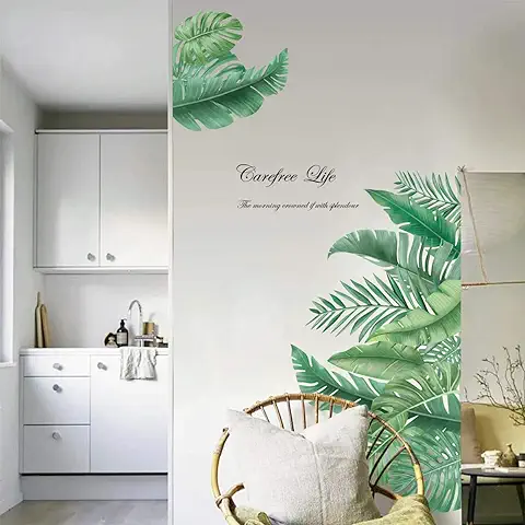 Decalmile Pegatinas de Pared Planta Tropicales Vinilos Decorativos Hojas Verde Grandes Adhesivos Pared Sala Habitación Dormitorio Oficina (W:90cm)  