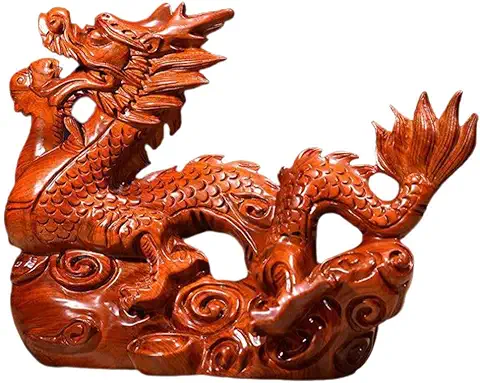 DECHOUS 1 Pieza de Madera de Dragón Estatuas de Dragón para Decoración del Hogar Decoraciones de año Nuevo Chino 2024 Decoración de Dragón Artesanal Decoración de Escritorio en Forma de Dragón  