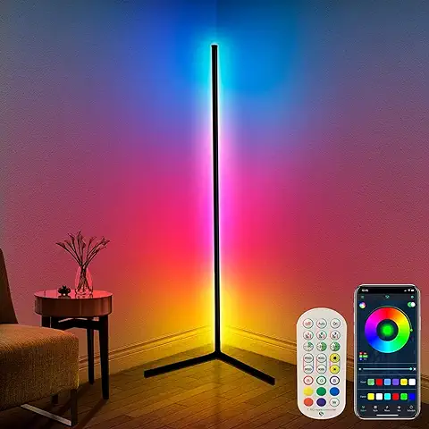 DeeprBling Lámpara de Pie LED, 165cm Lámpara de Pie Regulable RGB con Remoto y APP, 16 Millones de Colores, Sincronización Musical y Temporizador, DIY para Sala de Estar, Dormitorio, Sala de Juegos  