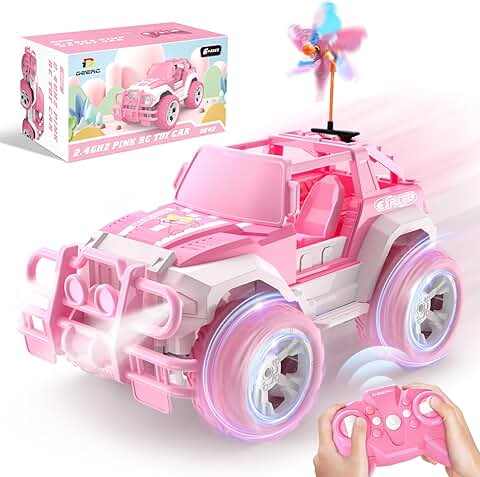 DEERC Coche Teledirigido 1:18 SUV con Faros LED de 2,4 GHz, Monster Trucks Off-Road Crawler, Regalos para Niños y Niñas, para Niños a Partir de 6 Años, DE42-ROSA…  