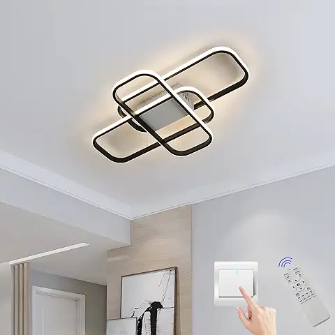 DELIPOP 44W Plafon Led Techo Moderno, 3000K-6000K Lámpara Techo LED Regulable con Control Remote, 3 Rectangular Luz De Techo, for Dormitorio Comedor Cocina Salón, 55 * 35 * 7CM  