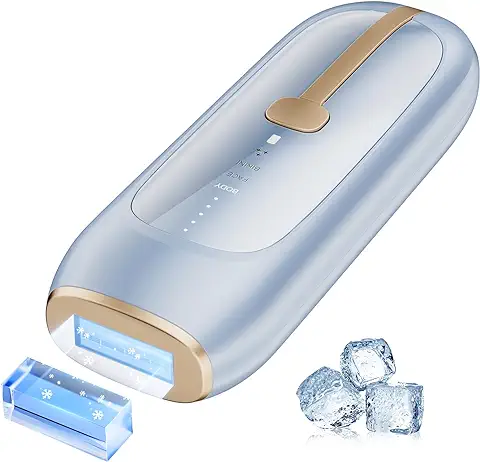 Depiladora de Luz Pulsada IPL con Enfriamiento de Hielo de Zafiro, 21J Depilación Láser Dispositivo para Mujeres/Hombres, para el Cuerpo, la cara y el Bikini  