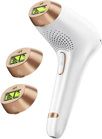 Depiladora Laser de Luz Pulsada, IPL Laser Depilación Mujer, 3 Cabezales de Tratamiento, 5 Niveles de Energía, 2 Modos, Pantalla OLED HD, Indolora para Mujeres y Hombres,Cuerpo,Cara,Bikini,Axilas  