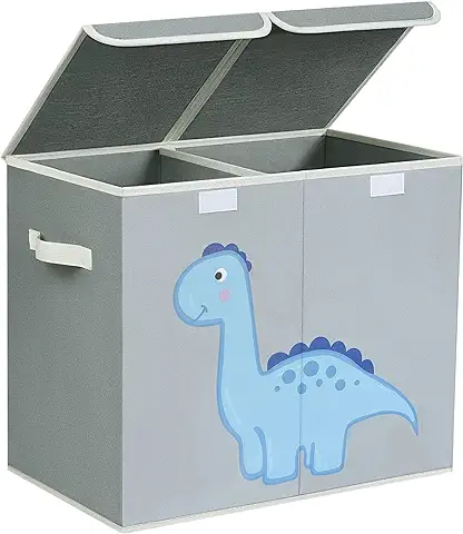 DIMJ Caja de Almacenamiento de Juguetes, caja de Almacenamiento Grande con Tapa, Plegable, para Niños, con asa (gris)  