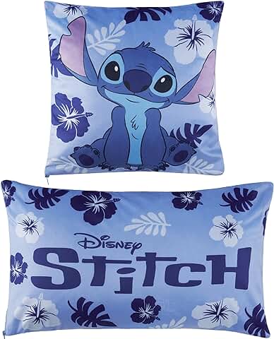 Disney Stich Funda Cojín - Set 2 Decoración 50 x 30 cm y 35 x 35 cm Cojines para Mujeres - Regalos de Cosas de Stitch Niña (Azul Stitch)  