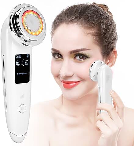 Dispositivo Cosmético Eliminador de Arrugas Masajeador Facial RF Radiofrecuencia Estiramiento Facial para el Cuidado Facial Limpieza Profunda Antiarrugas Cuidado de la Piel Antienvejecimiento(Blanco)  