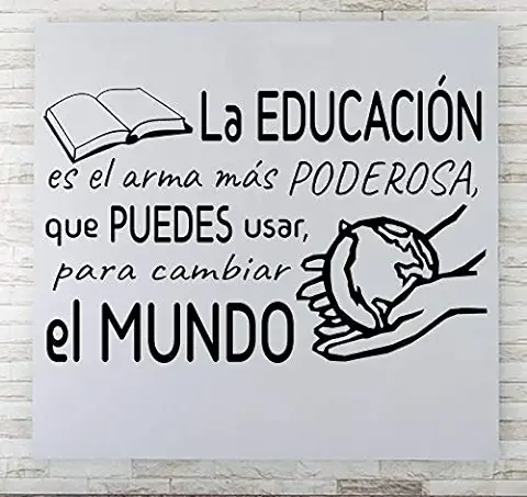 Docliick® Frase Motivadora Vinilo Habitación "LA EDUCACIÓN ES EL.." Vinilos Decorativos.Docliick DC-18024 (Vinilo de Corte, 30x20cm)  