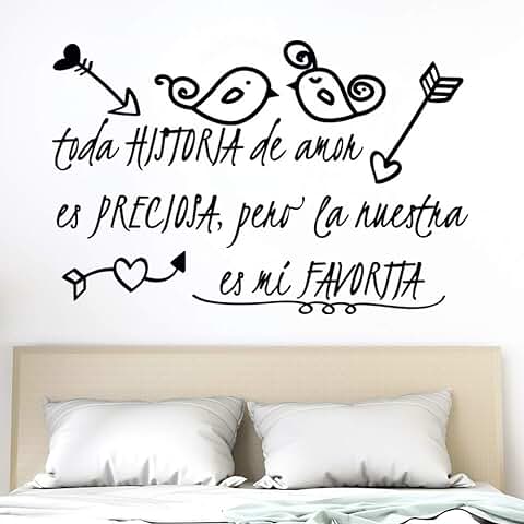 Docliick® Frase Motivadora Vinilo Habitación "TODA HISTORIA DE AMOR" Vinilos Decorativos Frases .Pegatina de Pared, Vinilos Pared Frases Decorativas Modelo Docliick DC-18043 (Vinilo de Corte, 30x20cm)  