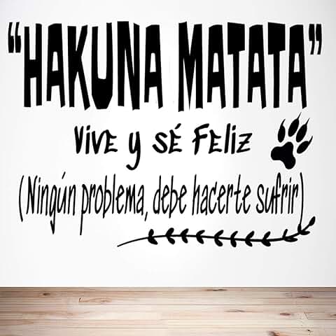 Docliick® Frase Vinilo Habitación Infantil de Cuento "HAKUNA MATATA, VIVE Y SÉ FELIZ" Vinilos Decorativos Docliick DC-18038 (Vinilo de Corte, 30x20cm)  