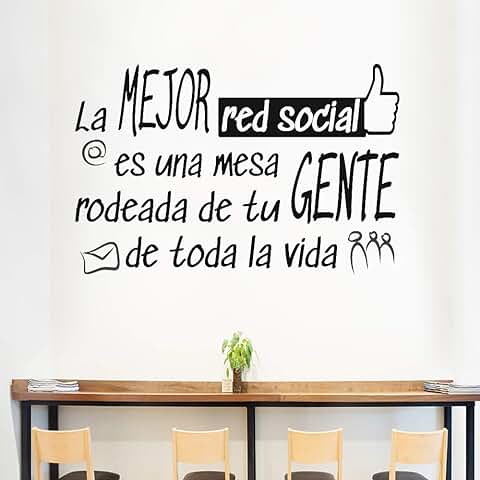 Docliick® Frase Vinilo para Cocina o Restaurante "LA MEJOR RED SOCIAL" Vinilos Decorativos Docliick DC-18042 (Vinilo de Corte, 30x20cm)  