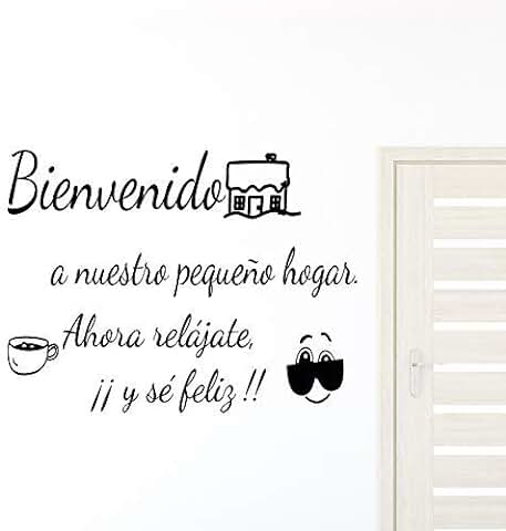 Docliick® Frase Vinilo "BIENVENIDO A NUESTRO PEQUEÑO.." Vinilos Decorativos Vinilo Frases Motivadoras para Pared. Vinilo para Decorar Habitaciones .Docliick DC-18044 (Vinilo de Corte, 30x20cm)  