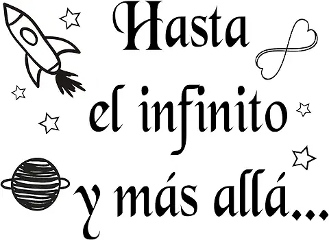 Docliick® Vinilos de Pared Decorativo con Frase Decorativa"HASTA EL INFINITO Y MÁS ALLÁ" Pegatinas Decorativas Pared. Decoración casa Docliick DC-19115 (Vinilo de Corte, 30x20cm)  