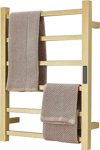 DUDYP Radiador Toallero Térmico Oro para Baño, Toallero Eléctrico Montada En La Pared con Temporizador, Toallero Calefactado Termostática De Acero Inoxidable 304, 60 X 45 Cm,Hardwired  