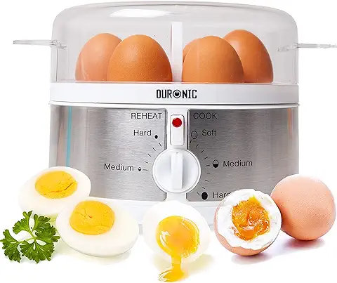 Duronic EB35 WE Hervidor para Huevos Eléctrico | Hasta 7 Huevos y Prepara 2 Tipos a la vez | Cocedor con Termostato y Minutero | Huevos Duros Huevos Mollet y Pasados por agua | Cocina Saludable  