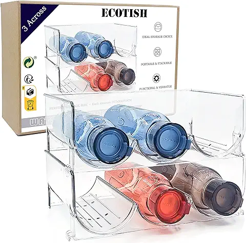 ECOTISH Juego de 2 Organizadores de Botellas–Portabotellas Apilable - Soporte Organizador de Botellas de Vino y Agua para el Hogar, Cocina, Despensa, Oficina, Restaurante, Hotel (2 Paquetes)  