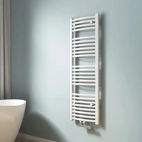 EMKE Toallero Baño Radiador, 120 x 40 cm, Secador de Toallas con Conexión Central, Radiador Secador de Toallas de Agua Caliente, Forma de Arco, Blanco  