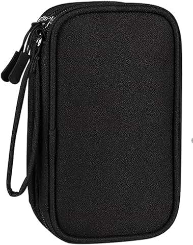 EPROICKS Bolsa Cables Organizador Viaje, Bolsa para Accesorios Electrónicos Doble Capa, para Banco de Energía, Memoria USB, Disco Duro, SD Tarjeta, Cables y Cargadores 21 * 12 * 6cm (Negro)  