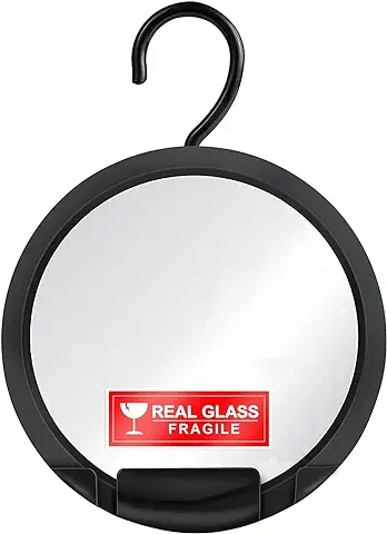 Espejo de Ducha Antivaho - Espejo de Afeitar sin Ventosa para Baño - Hanging Fogless Glass Shower Mirror - 20 cm (Vidrio)  