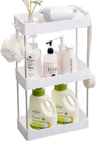 Estante Organizador de Baño Extraíble Blanco Organizador Organizador de Cosméticos Estante de Baño Estante de pie Caddy para el Hogar, Baño, Cómoda, Cocina, Especias, Lavandería, Oficina (3 Pisos)  