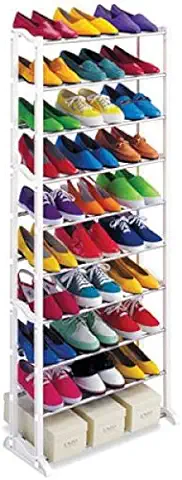 Estantería para Almacenamiento de Zapatos, 30 pares, 10 niveles, Plegable, Apilable, Zapatero, Soporte de Almacenamiento, Organizador, Soporte  