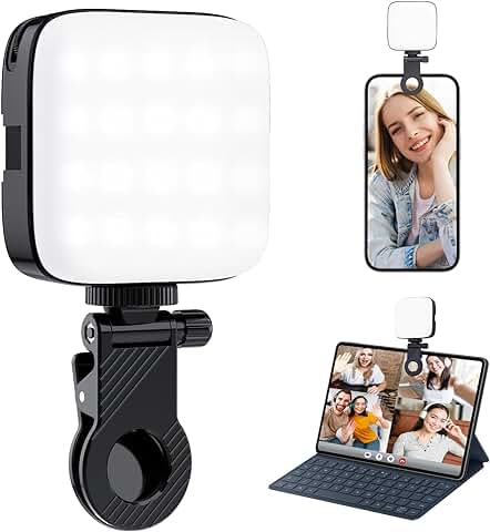 Etentous LED Luz Selfie, 60 LED Luz de Video Profesional, 2000mAh Recargable CRI 90+ Luz de Cámara, Foco Movil Luz Selfie con 3 Modos de Luz, Luz de Relleno para TikTok,Zoom,Fotografía,Videos  