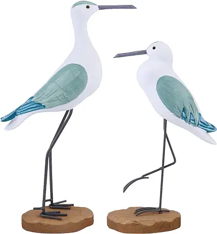 EXCEART 2 Piezas Figuras de Gaviota de Madera Decoraciones Náuticas Rústica Vintage Escultura de Pájaro Marino de Escritorio Ornamentos Mediterráneo Playa Hogar Arte Cumpleaños  