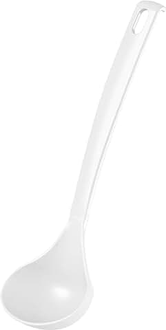 Fackelmann 24299 Cuchara de Salsa Blanca, Utensilio de Cocina de Plástico, Cucharón para Ollas y Sartenes Recubiertas (Color, Cantidad: 1 Pieza  