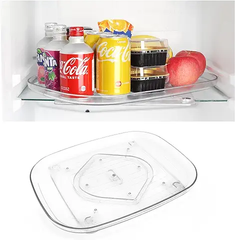 FIDWALL Lazy Susan Organizador Bandeja Giratoria Nevera, 15,95" x 11,8" Organizador Cocina Rectangular Transparente,360° Base Giratoria,para Armario, Mesa, Despensa, Cocina, Encimera.(1PCS)  