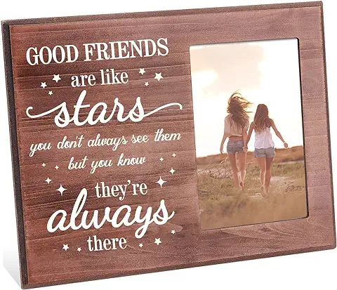 FINGERINSPIRE Good Friends Are Like Stars, You Don't Always See Them But You Know They Always There, Marco de Fotos de 10 x 15 cm, Marco de Fotos de Madera para Mejor Amigo  