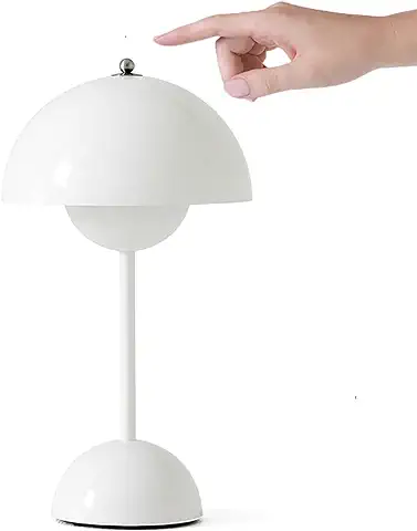 Flowerpot Lamp,Mushroom Table Lamp,LED Touch Dimmable Flowerpot Table Lamp,Lámpara de mesa con 3 Modos Brillo,Decorative Retro Desk Lamp for Bedroom,Office,Bars,Restaurants White  