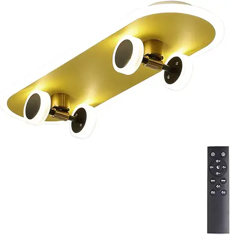 FREEUP Lampara Infantil Techo, Plafon led Techo Regulable 32 w, Lampara Habitacion para Niño, Skateboard Pantalla de Lámpara Acrílica  