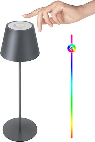 FUYO Lámpara de mesa LED Regulable con Batería, USB Recargable Portátil Lampe de Table, Regulable Intensidad, 8 Colores, Protección IP54, Adecuada para Interior Exterio y Decoración del Hogar  