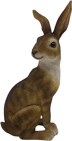 G&H Decor - Estatua de Conejo de Jardín Sentado Marrón de 24 cm - Figura de Conejo de Resina para Exteriores - Adorno de Césped Altamente Detallado Resistente a la Intemperie Adecuado para uso en  