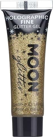 Gel Brillante Holográfico para la Cara y el Cuerpo por Moon Glitter - 12ml - Dorado - Pintura Facial Brillante  