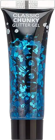 Gel de Brillantina Consistente Clásica por Moon Glitter - 12ml - Azul - Pintura Facial Brillante  