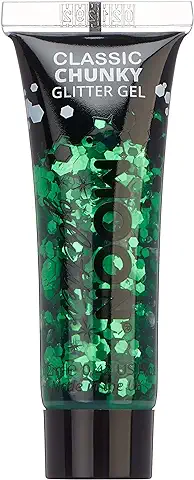 Gel de Brillantina Consistente Clásica por Moon Glitter - 12ml - Verde - Pintura Facial Brillante  