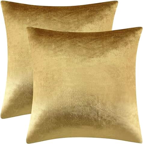 GIGIZAZA Oro De Lujo Terciopelo Almohadon Cubre Caso, Rayas Acento Confortable Funda de Cojin, Mejor Decoración Square Sham Fundas de Almohada para Sofá Sofá Cama Casa Decor 50x50cm Juego de Dos  