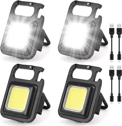 Glovios 4PCS Mini Linterna LED Luz de Trabajo,800 Lúmenes Mini LED Portátil Lámpara de Inspección Recargable,Linterna LED Recargable para Camping Emergencia Reparacion (4PCS)  