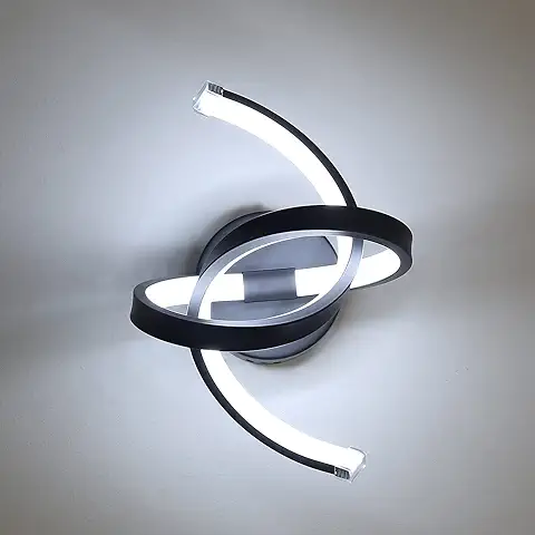 Goeco Lámparas de Pared Moderno, 6000K Luz Fría Aplique Pared Interior Led, 20W Negro Aplique Espiral, Luz de Aluminio Acrílico Iluminación, Adecuado para Dormitorio, Sala Estar, Pasillo, Habitación  