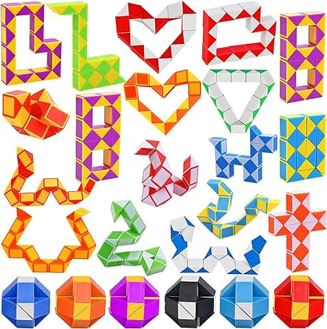GOLDGE 24pcs Cubo Mágico de Serpiente, Magic Snake Cube, Rompecabezas de Plástico, Regalos Invitados Cumpleaños Niños  