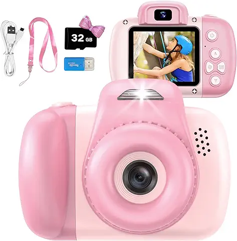 Goopow - Cámara de Fotos Digital para Niños, Cámara Infantil, Grabadora de Vídeo HD 1080p, Juguetes de Cámara Selfie para Niños y Niñas, Regalos para Niños de 3 a 12 Años (Pink)  