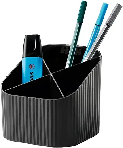 HAN Re-X-LOOP 17238-913 - Organizador de Escritorio, 100% Reciclado, Diseño Joven Moderno para Todos los Suministros de Papelería, Color Negro  