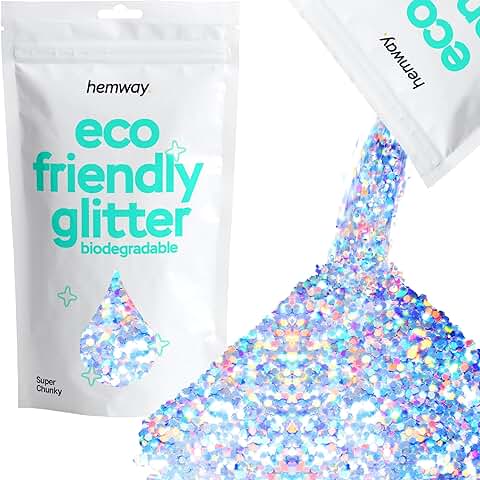 Hemway Eco Friendly Biodegradable Glitter 100 g / 3,5 oz Bio Cosmético Seguro de la Chispa Vegano para Cara, Sombra de ojos - 1/8" 0,125" de 3 mm - Plata Holográfica  